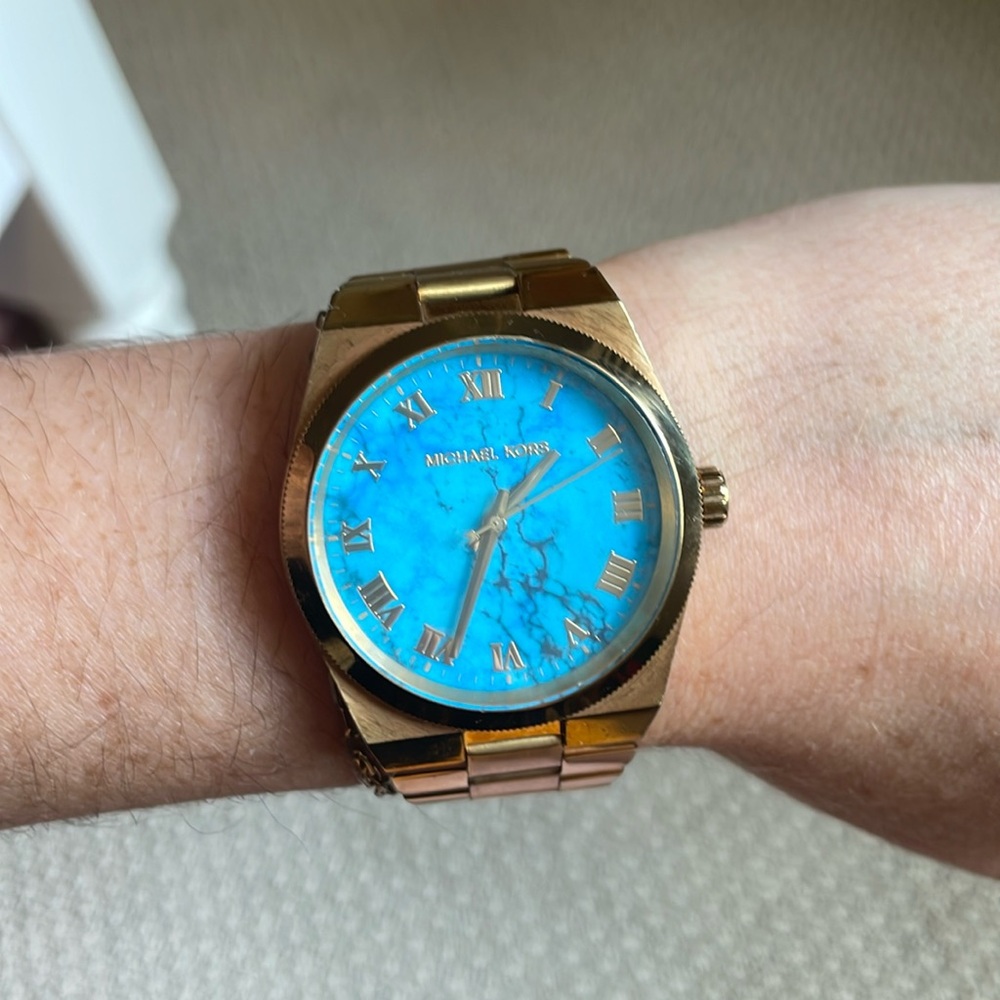 Michael Kors watch with turquoise face